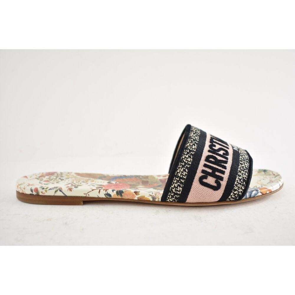 Christian Dior Dway Jardín D’ Hiver Embroidered Logo Slide Mule Flat Sandal 39 - Picture 2 of 15